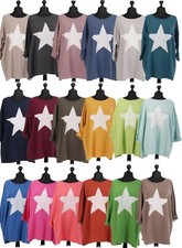 New Italian Ladies Women Lagenlook Baggy Oversized Star Top Dress Plus Size