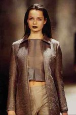725052 Michiko Koshino Fake Leather Coat Nylon Top And Trousers A4 Photo Print