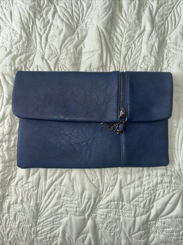 Navy clutch faux leather - navy,