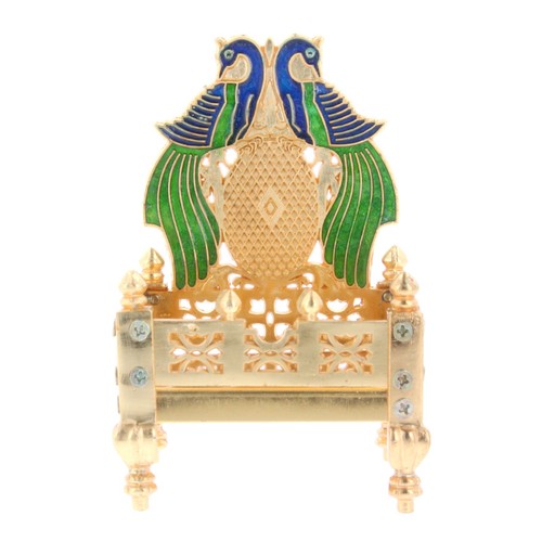 Brass singhasan peacock idol - singhasan,