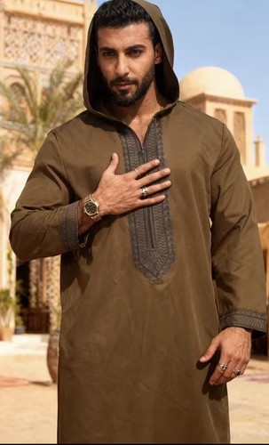 Men brown hooded kaftan - men’s,