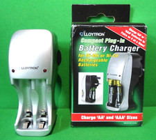 Lloytron Mains Wall Battery Charger For 4x AA Rechargeable Batteries Ni-MH Ni-CD