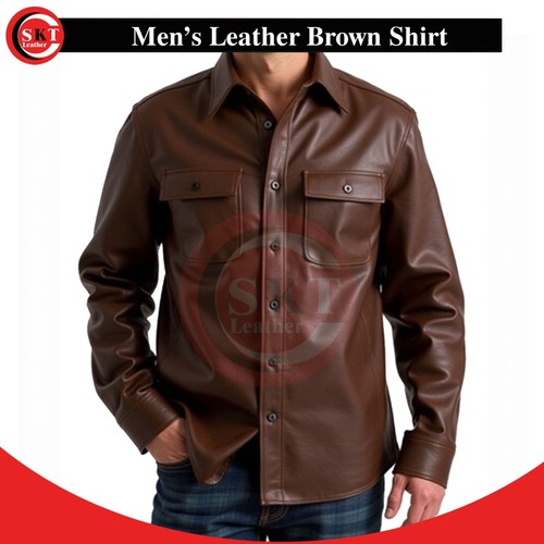 Men real lamb brown leather - brown,