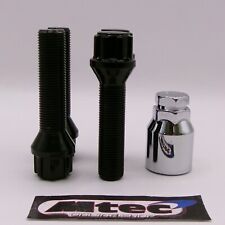 Bimecc AUDI Extended Black Locking Wheel Bolts 50mm Thread M14x1.5 Tapered Seat 