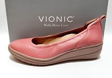 VIONIC JACEY PINK LEATHER ORTHOTIC WEDGE SHOES RRP £110 BALLERINA PUMP SLIP ON