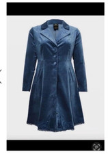 TORRID DISNEY PRINCESS FIT AND FLARE BLUE VELVET COAT, SIZE 1X, NWT