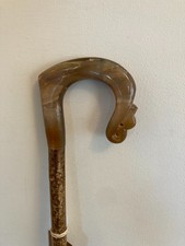 OX Buffalo Horn crook handle Walking Stick on a hazel shank