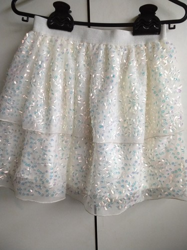 White sequined tulle skirt - sequined,
