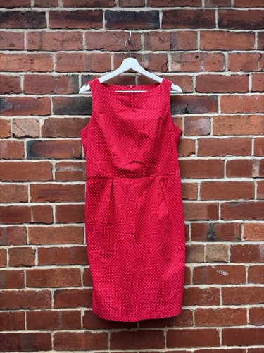 Red white polka dot - white,
