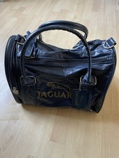 Jaguar Vintage Sports Holdall Bag Navy Blue with Gold Logo In Good Condition