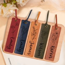 Personalised PU Bookmark with Birth Month Flower Page Marker Gift for Book Lover