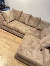 Abakus Direct Jumbo Cord Corner Sofa - Brown Right Facing