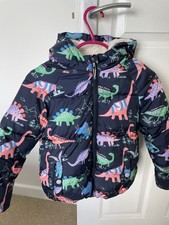 M & S GIRLS FUR LINED DINOSAUR COAT 6-7