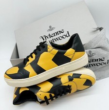 VIVIENNE WESTWOOD BLACK & YELLOW LEATHER TRAINERS SHOES BNWB RARE UK10 EU44 US11