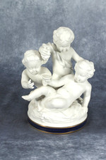 Vintage Naples Bisque Porcelain Putti Cherub Figural Group Allegorical Of Summer