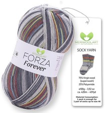 MeriWoolArt Forza Yarn 4-Ply 100g 75% Wool 25% Polyamide 420m for Sweaters Socks