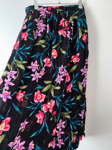 Drawstring long black floral - black,