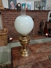 Vintage Aladdin 20 Inch Oil Lamp With Glass And Milk Glass Shade