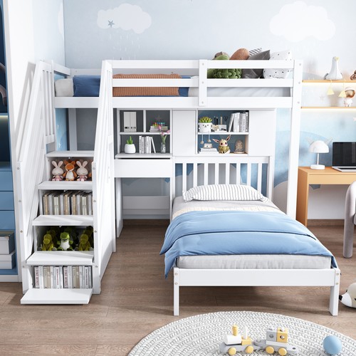Wood house bunk bed - house,