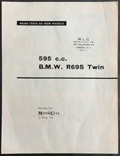 BMW R69S TWIN 595cc Road Test Reprint 16 MAR 1961 THE MOTOR CYCLE