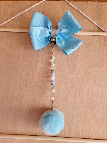 Blue bow pram charm clip - bow, with