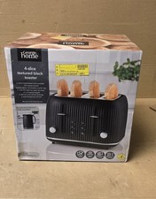 Black Ribbed Textured 4-Slice Toaster
