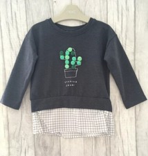 Next Cactus Jumper 4-5 Years Girls Grey Pom Pom Shirt Top Hem Age 4 Monochrome
