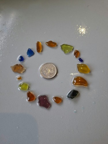 Rainbow sea glass 15pc - glass,