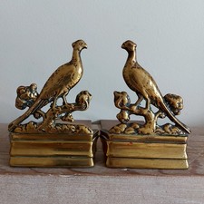 Antique Vintage Brass Pair Pheasants Bird Bookends Very Rare and Collectable