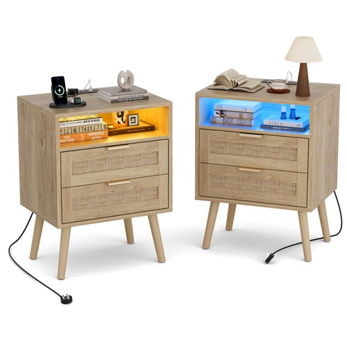 Rattan bedside tables - set, 2