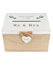 Wedding Post Box Wooden Card Box Mr & Mrs Rustic White Natural Elegant