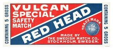 Vulcan Special Matchbox Crate Label Swedish Match Stockholm Sweden