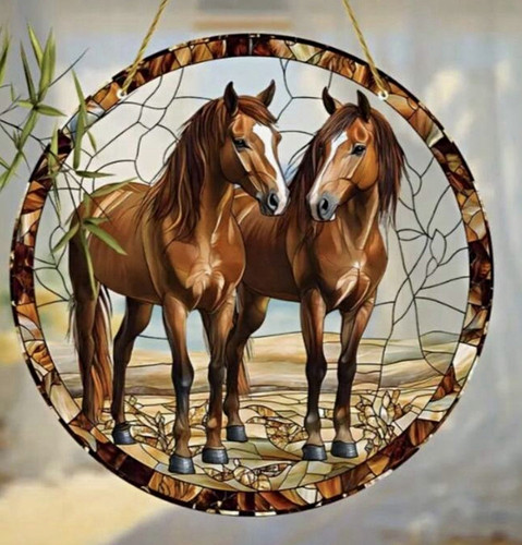 Horse stained glass - horse, round