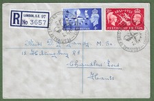 Festival of Britain 1951. Commemorative Registered Cover & Festival Postmarks.