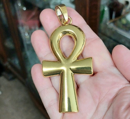 Large gold ankh egypt key - gold,