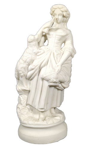 Parian ware figure - ware, shepherdess