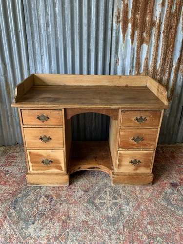 Antique pine pedestal - pedestal, desk