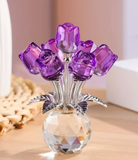 Crystal Rose Vase – Colorful Sculpture for Elegant Home & Office Festive Gifts