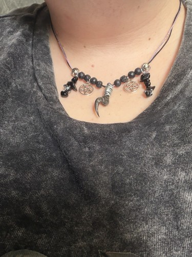 Black cord beaded gothic - cord,