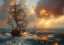 8x10 Art Print Ocean Sailing