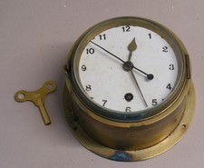 Genuine Vintage Brass 8 Day Ship Bulkhead Clock Sweep Second Hand Key for Repair