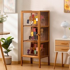 Bamboo 3 Grids Bookcase Home