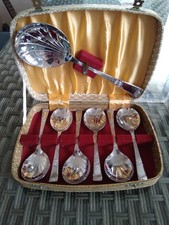 Vintage Art Deco 1960s Sheffield Silver Spoons Set in Box