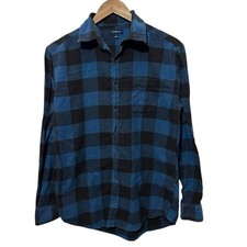 Croft & Barrow Mens Blue Black Check Flannel Shirt S Small B8
