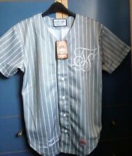 Sik Silk-XS-Baseball Jersey-Smart wear-Mens-Pinstriped Grey-Brand new