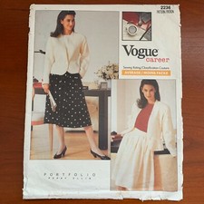 Vintage VOGUE 2236 JACKET SKIRT 14 Pleated PERRY ELLIS VGC Dress Sewing Pattern