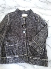 GOAT LIBRARY Cardigan Chunky Knit Grey Cotton UK Size 6-8 , Large Buttons