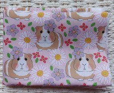 Guinea Pig Flowers Fabric Fat Quarter Cotton Mix Crafting Fabrics Sewing Sew UK