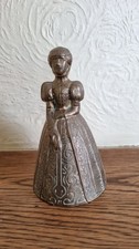 Vintage Lady bell with decorated dress - Heavy brass