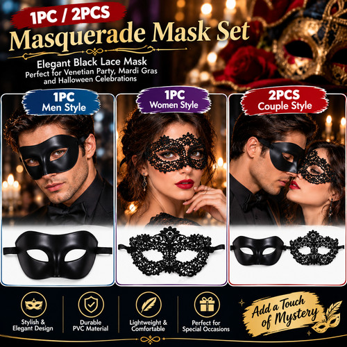 Black lace masquerade masks - lace,